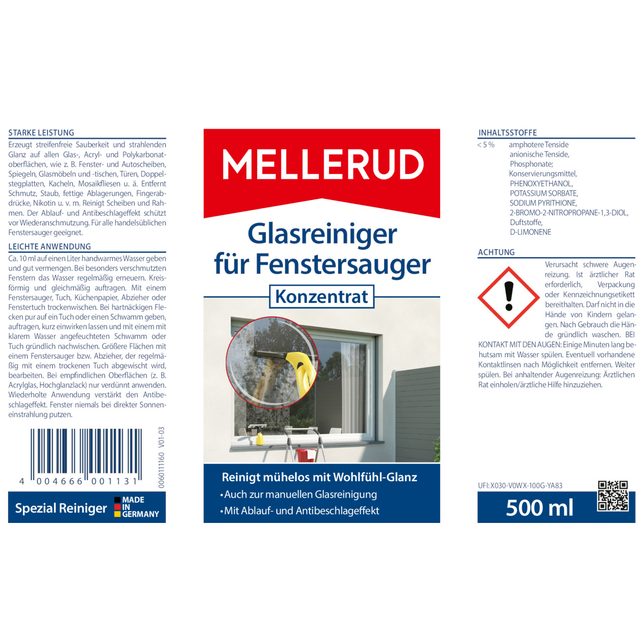Glasreiniger für Fenstersauger Konzentrat 0,5 l